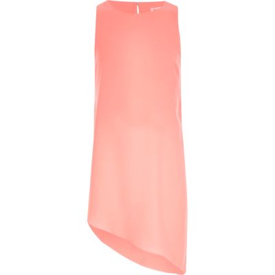 Girls pink asymmetric sleeveless top